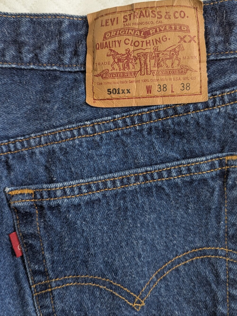 Vintage 90s Levi's 501 Shrink-To-Fit Jean W38 L38 Made in USA Blank Red Tab Rare